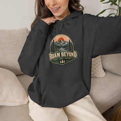 Vintage Mountain Camping Graphic Hooded Sweatshirt