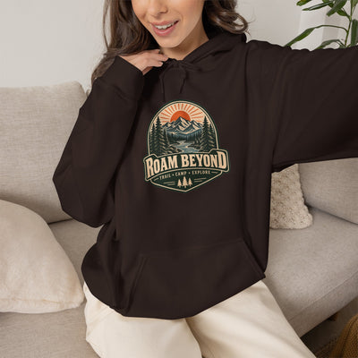Vintage Mountain Camping Graphic Hooded Sweatshirt