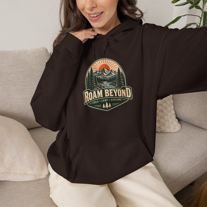 Vintage Mountain Camping Graphic Hooded Sweatshirt